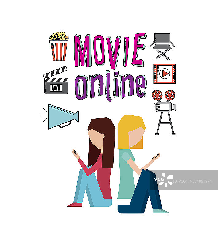 在线电影服务线性图标图片素材