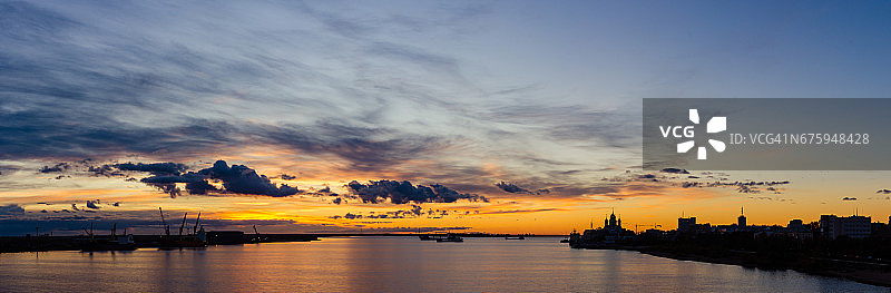 阿尔汉格尔斯克北德维纳河上的日落图片素材