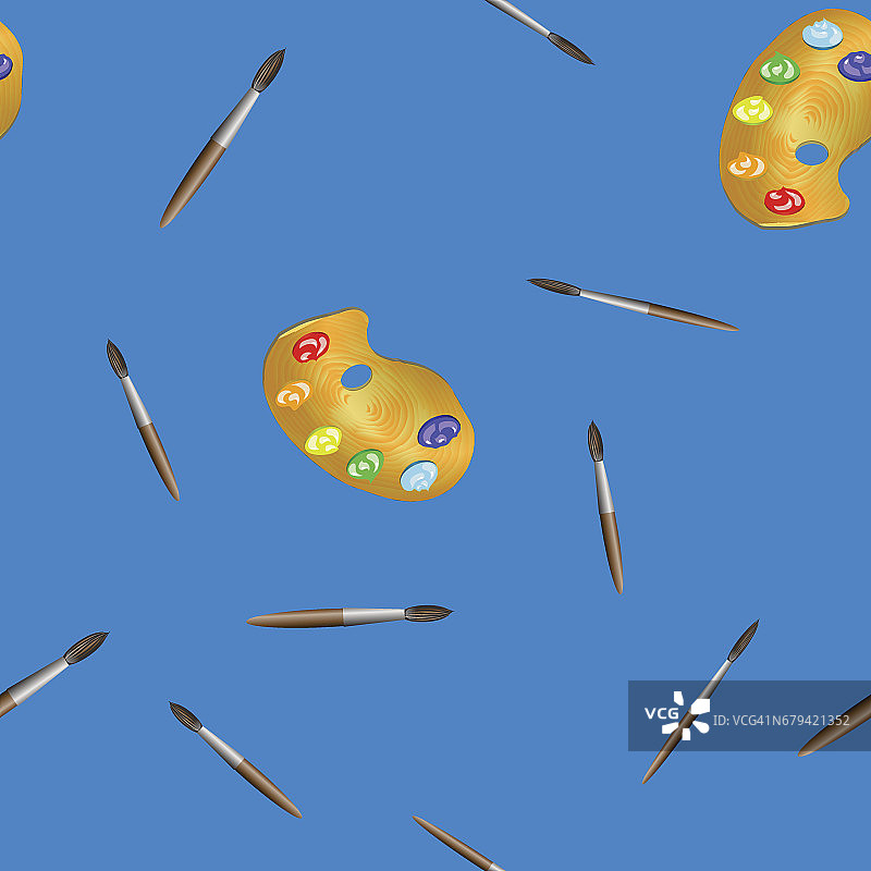 油漆和刷子无缝图案图片素材