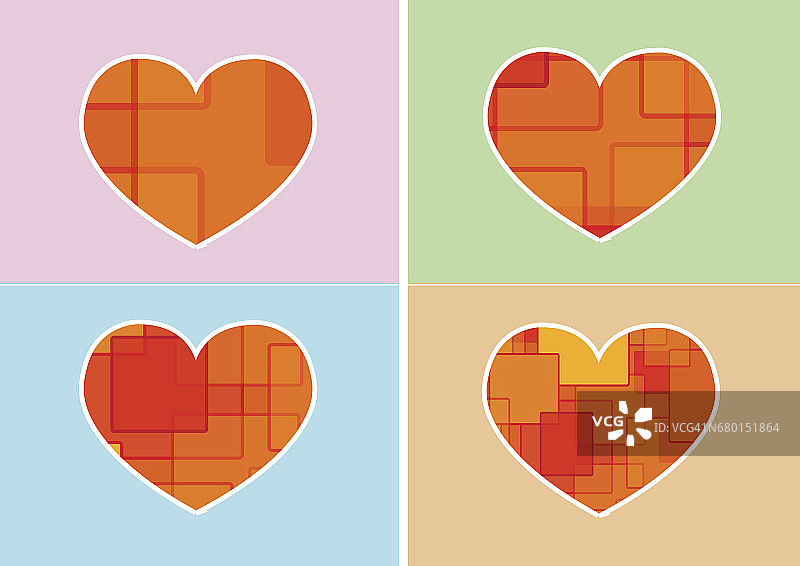 心形图标和心形符号线条抽象构思设计图片素材