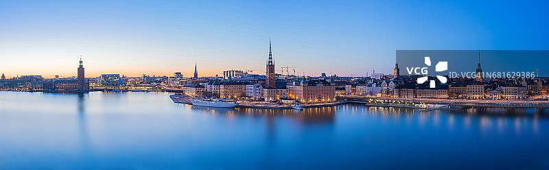 瑞典斯德哥尔摩城市天际线全景图片素材
