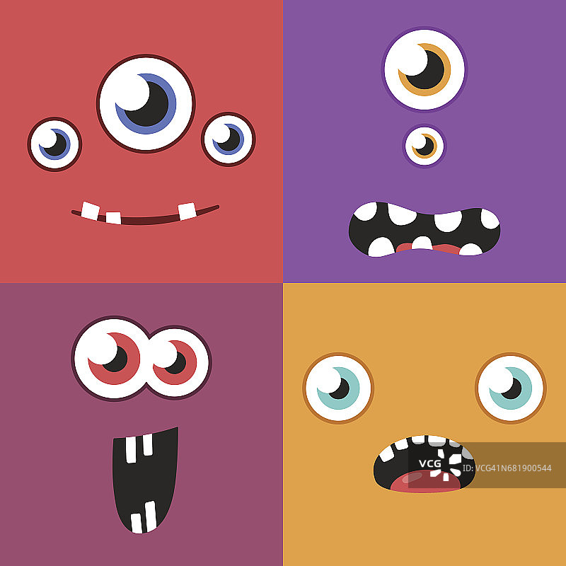 卡通怪物表情脸部合集图片素材