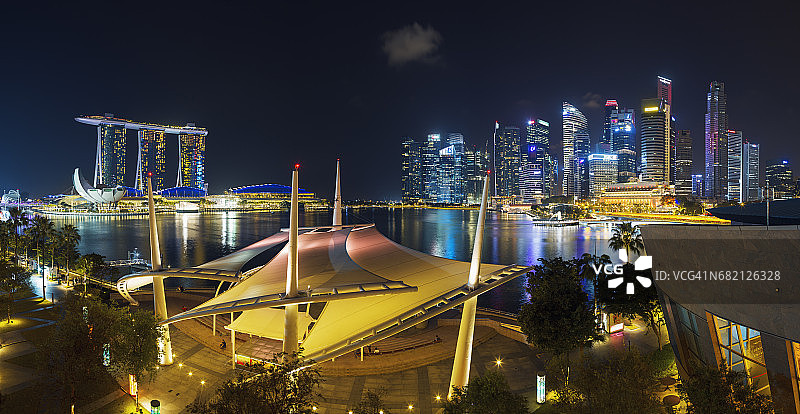 新加坡滨海艺术中心屋顶夜景图片素材