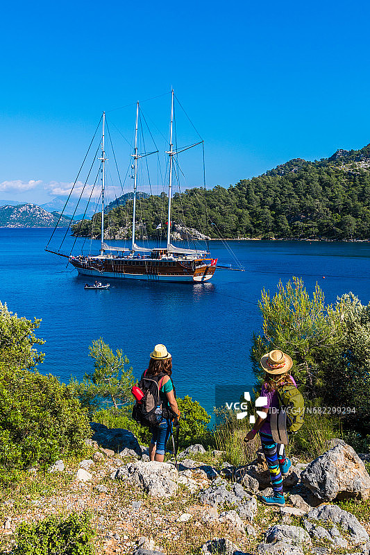 格切克湾的克娄巴特拉浴池，费特希耶/土耳其图片素材