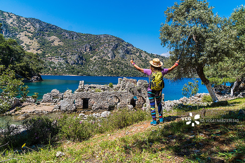 格切克湾的克娄巴特拉浴池，费特希耶/土耳其图片素材