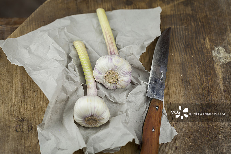 大蒜和刀图片素材