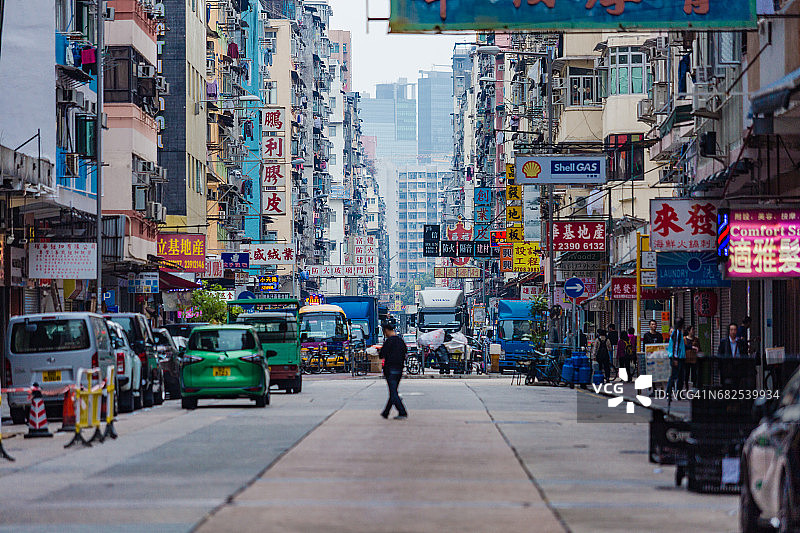 香港旺角商业区景象（零售、餐饮和娱乐业）图片素材