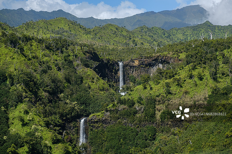 卡希利瀑布，位于美国夏威夷州可爱岛图片素材