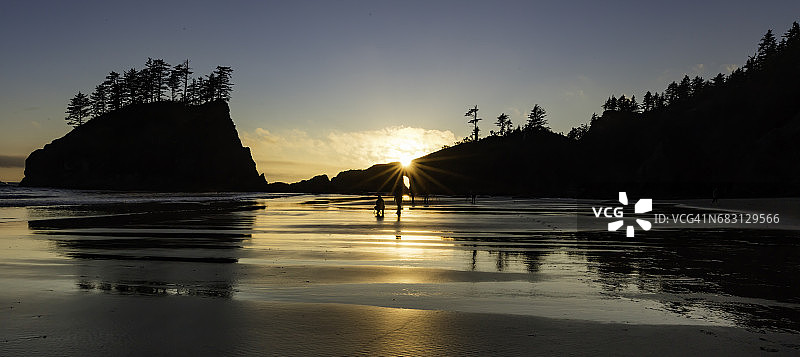 太平洋海岸第二海滩日落图片素材