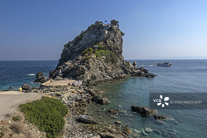 《妈妈咪呀》圣约翰尼斯教堂，斯科普洛斯岛图片素材