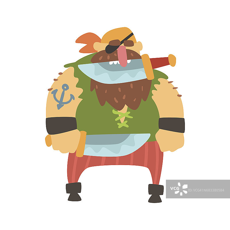 蓬乱的独眼海盗卡通角色图片素材