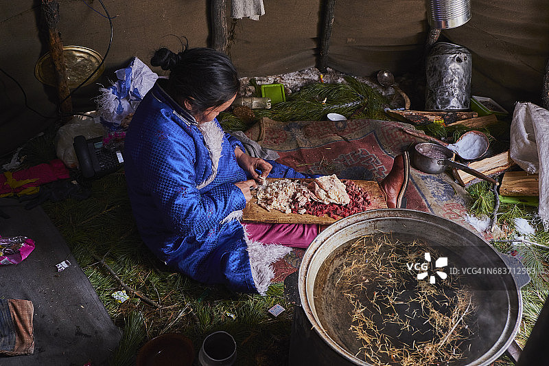 蒙古国查坦人冬季营地图片素材