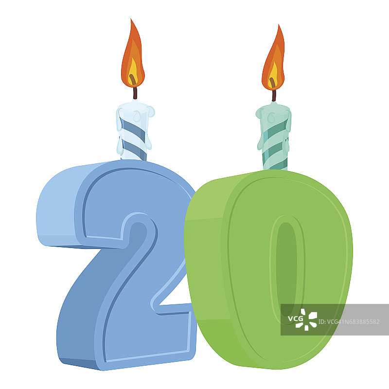 20周年庆典蛋糕数字蜡烛图片素材