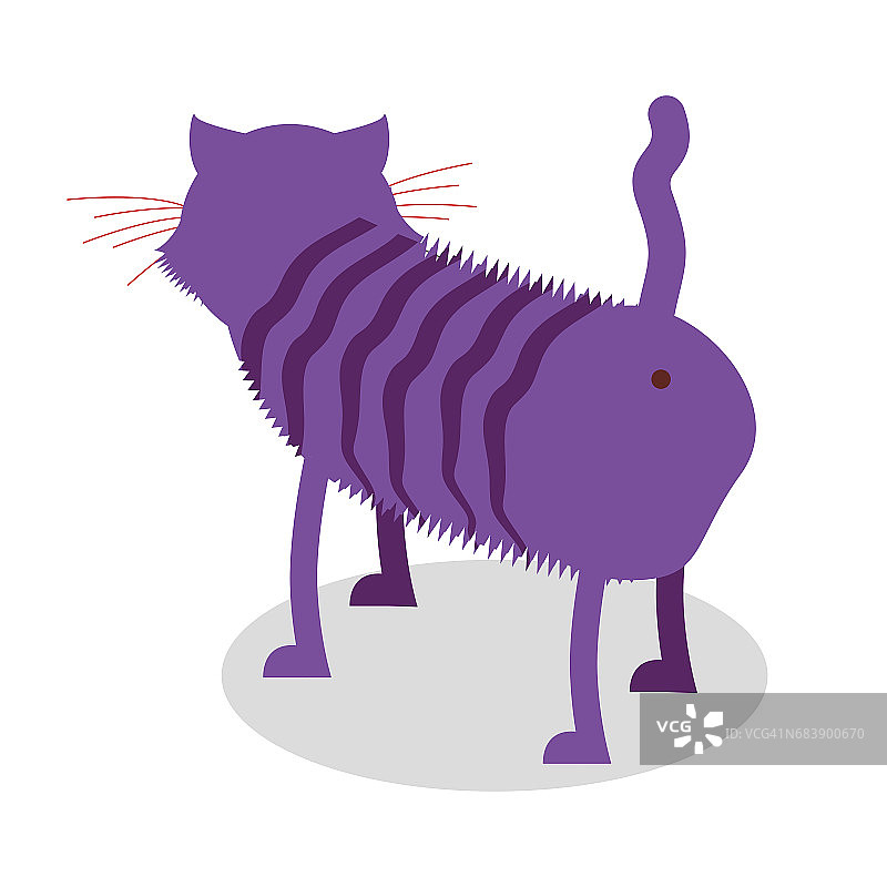 柴郡猫。《爱丽丝梦游仙境》童话中的魔法动物倒退着图片素材