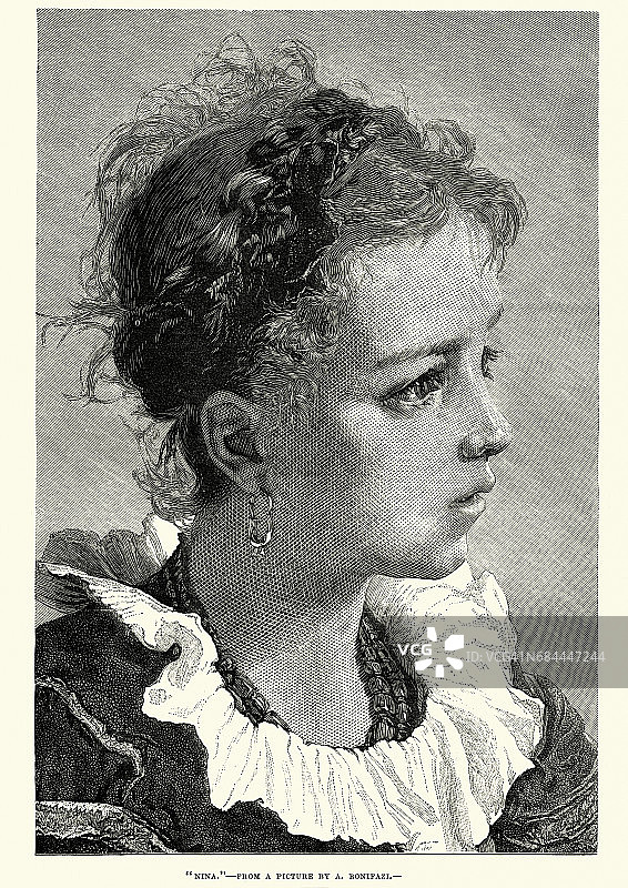 阿德里亚诺·博尼法齐画作后的尼娜图片素材