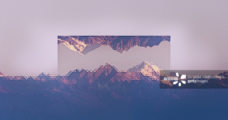 白雪皑皑的群山映衬着天空图片素材