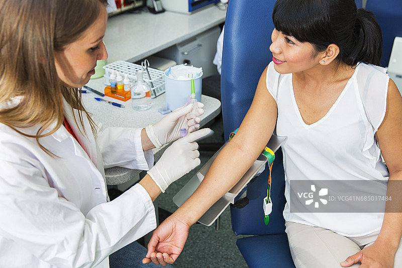 抽血：年轻医生准备采血图片素材