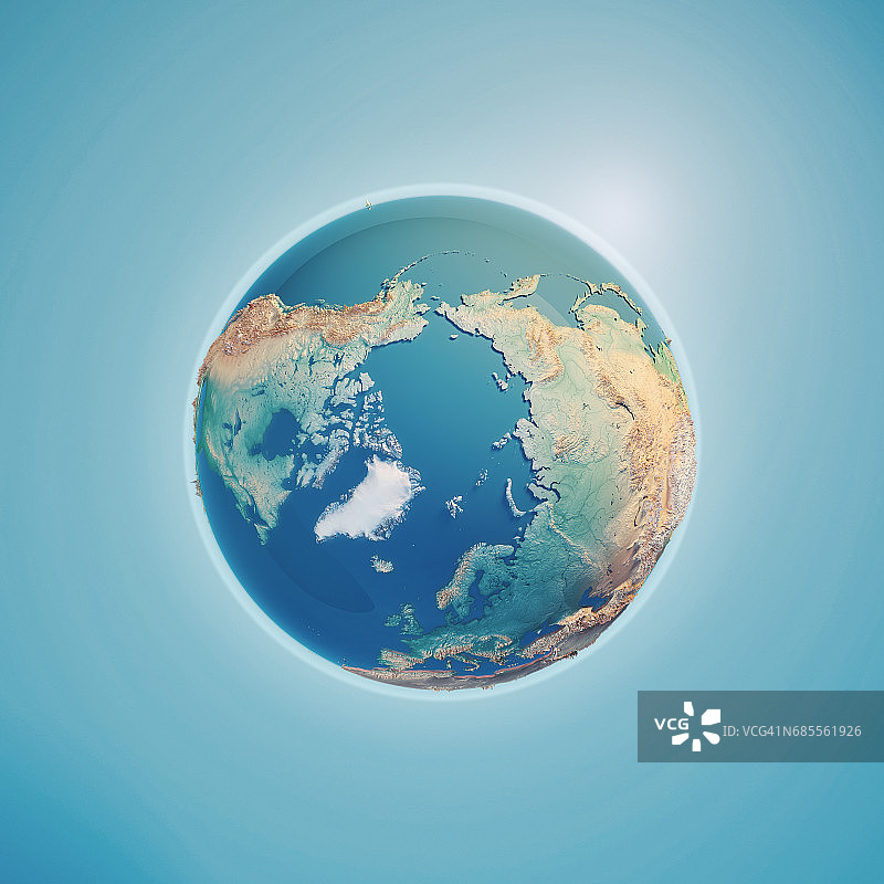 北极3D地球渲染图片素材