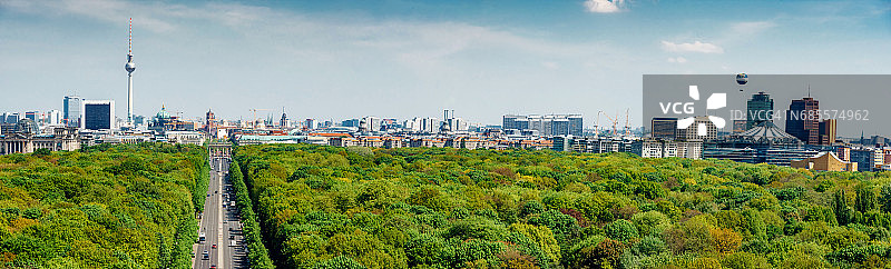 柏林蒂尔加滕公园绿色天际线全景图片素材