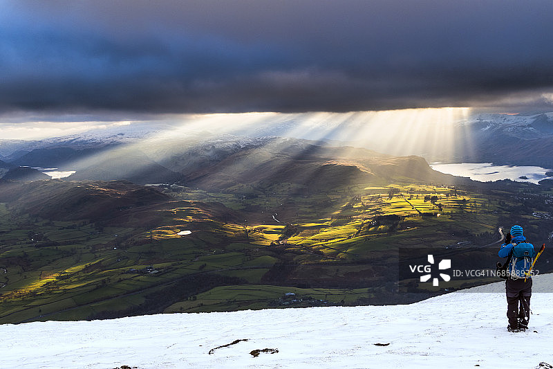 班卡斯拉日落，英国湖区国家公园图片素材