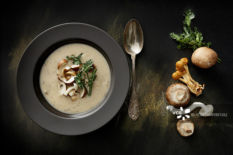 蘑菇汤静物图片素材