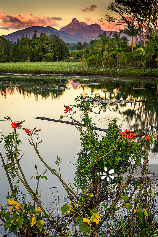 特威德河与警告山的日出图片素材