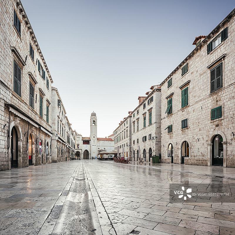 杜布罗夫尼克斯特拉顿大街（黎明）图片素材