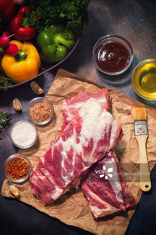 新鲜生猪排骨图片素材