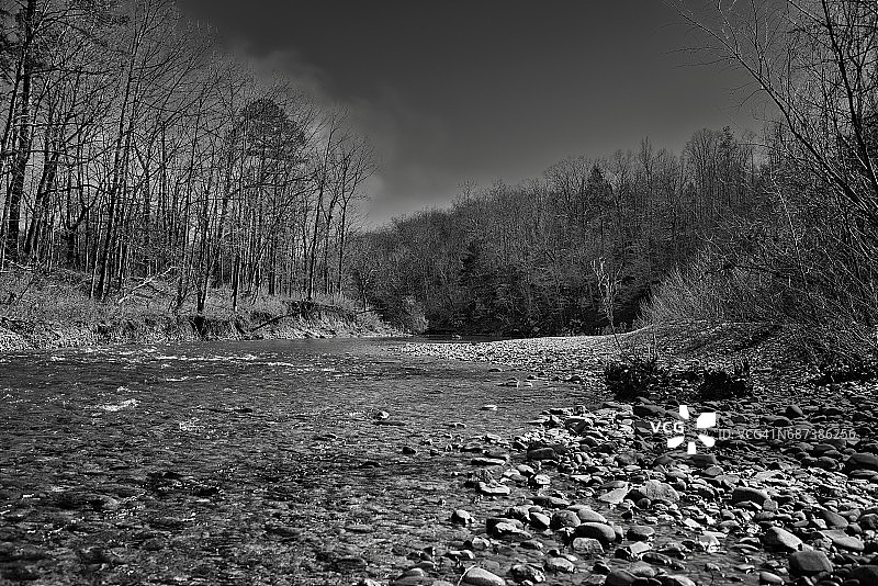 布法罗国家河流（黑白照片）图片素材
