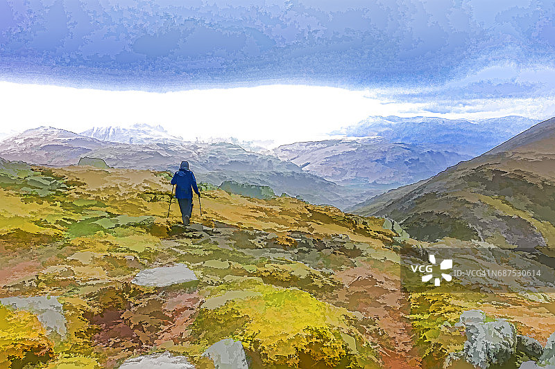 湖区徒步图片素材