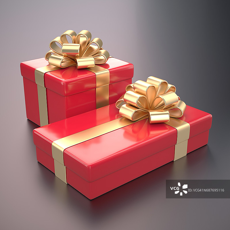 带金色丝带的红色礼品图片素材