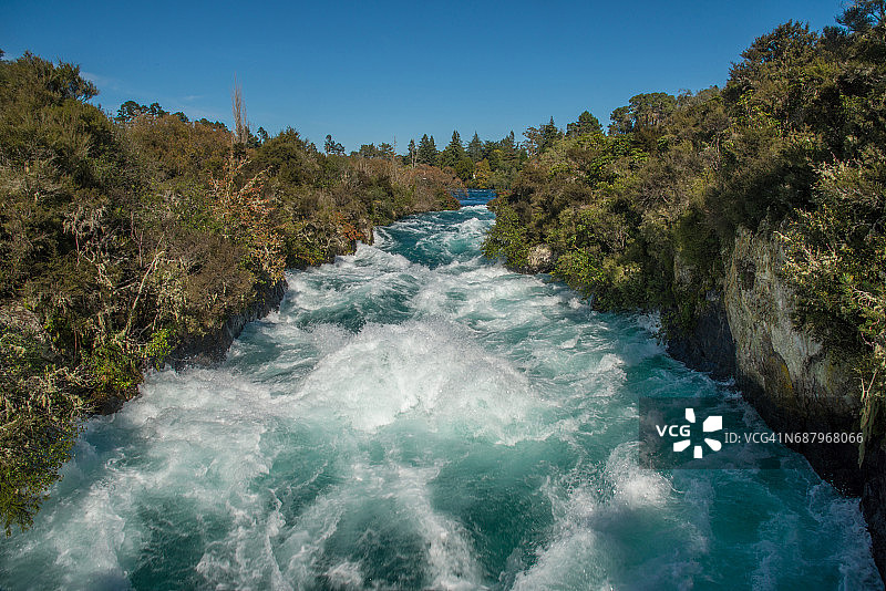 新西兰胡卡瀑布自然风光图片素材