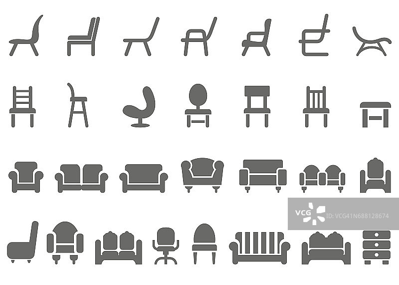椅子图标集图片素材