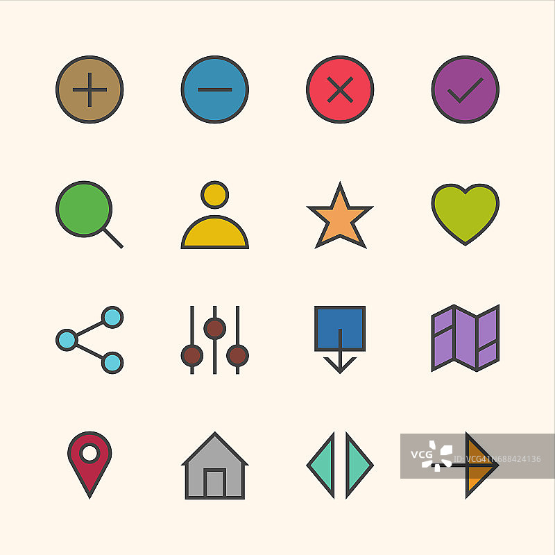 基础图标集1 - 轮廓系列图片素材