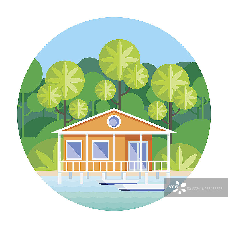 岸边的小屋图片素材