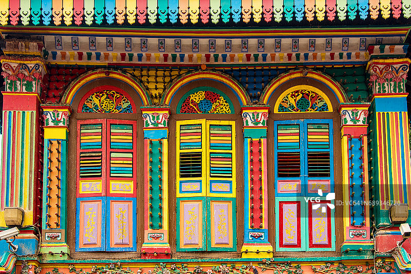 新加坡小印度的彩色建筑外墙图片素材
