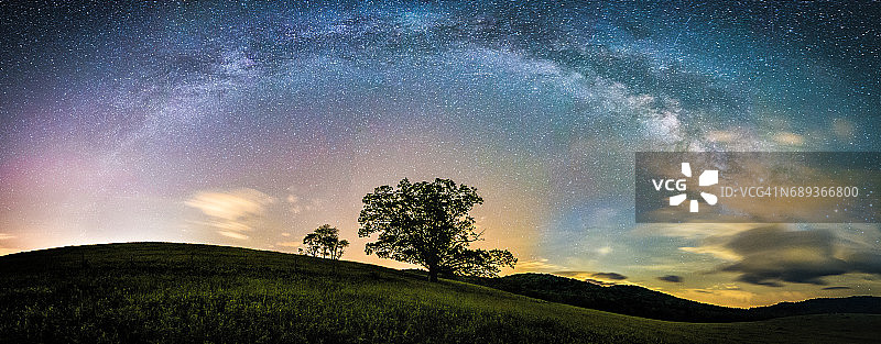 蓝岭山脉银河全景图片素材