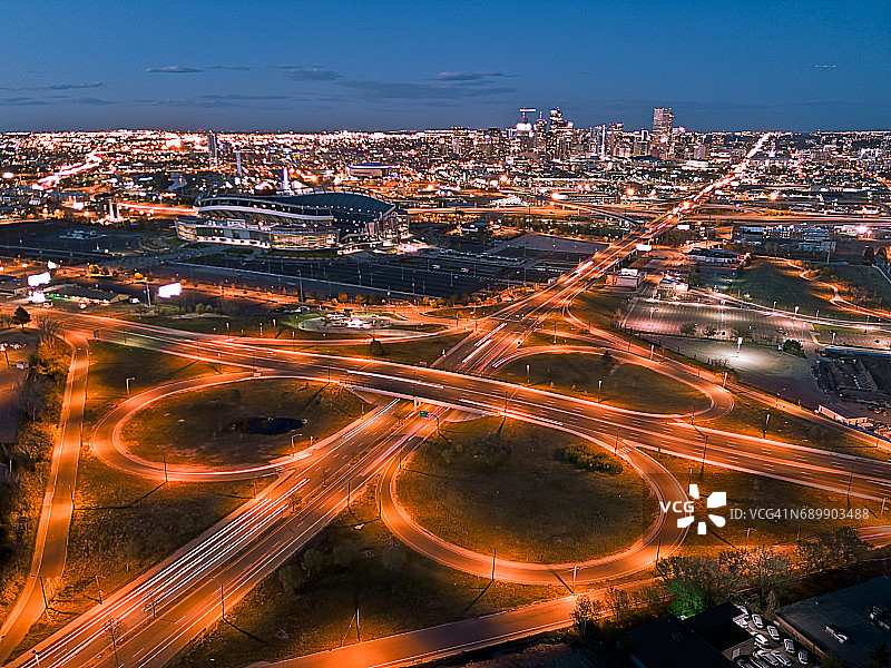 无人机拍摄的丹佛天际线图片素材