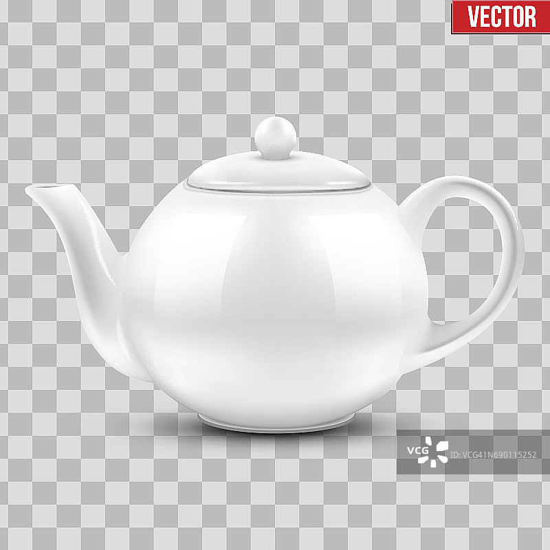 白色陶瓷茶壶。图片素材