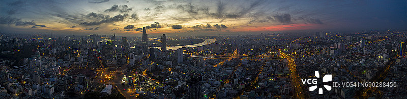 西贡黎明全景航拍图片素材