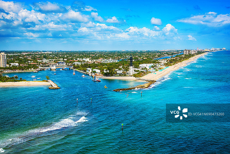 佛罗里达州庞帕诺比奇的灯塔角图片素材