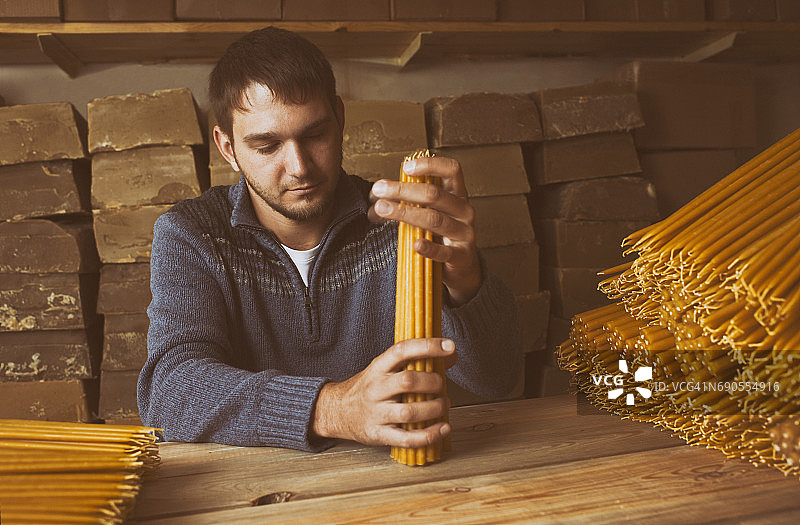 蜂蜡蜡烛包装工作场所图片素材
