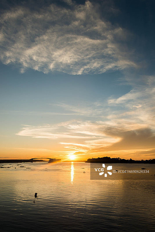 日落，巴拉圭河-科伦巴，巴西图片素材