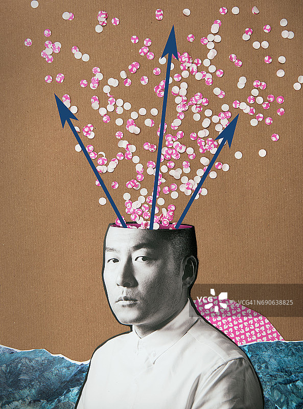 男人思考拼贴图片素材