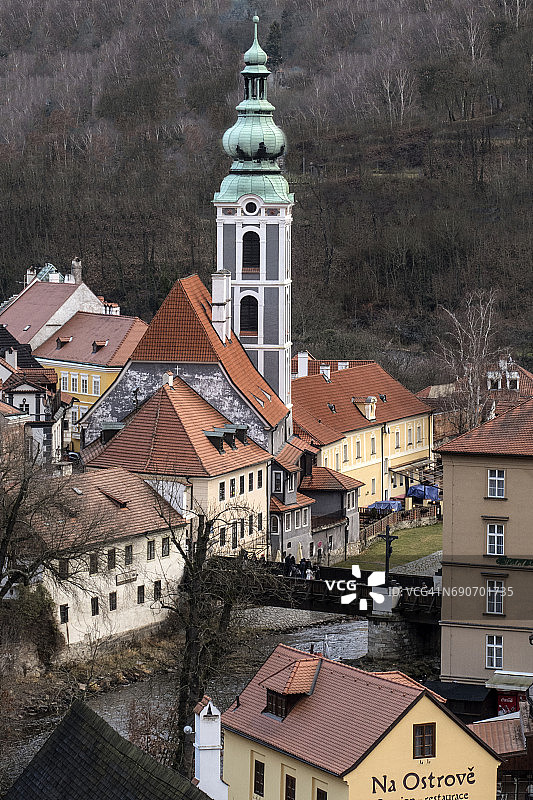 捷克克鲁姆洛夫航拍图片素材