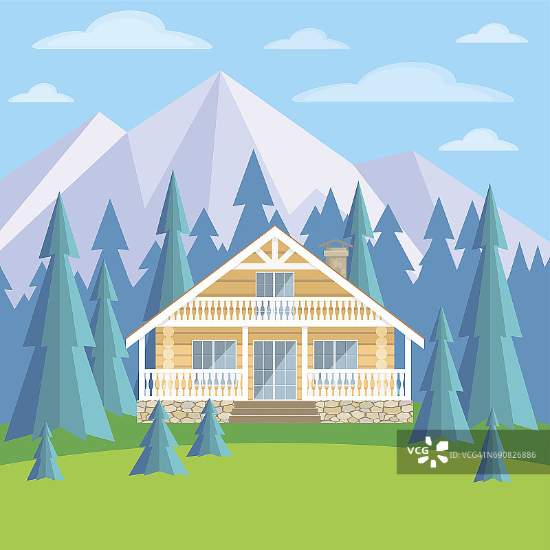 山中的小木屋图片素材