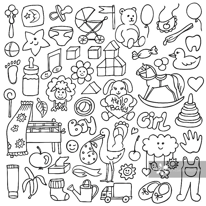 涂鸦婴儿用品图片素材