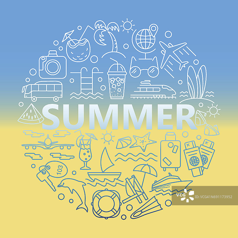 夏季图标和海滩图标图片素材