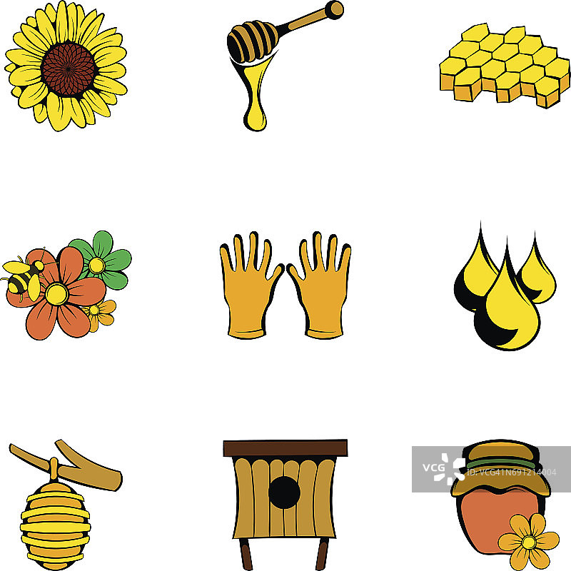 养蜂人图标集，卡通风格图片素材