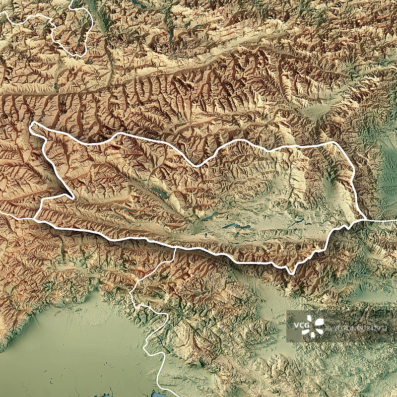 奥地利克恩顿州地形图3D渲染图片素材